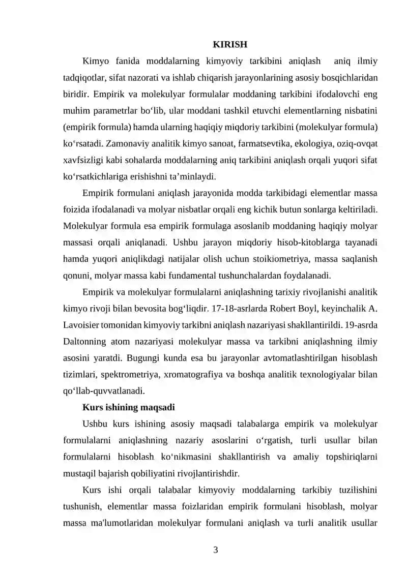Molekulyar va empirik formulalarni aniqlash metodikasi 3