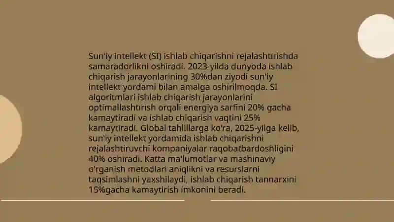Sun'iy Intellekt va Avtomatlashtirish Rejalashtirishining O'rni 3