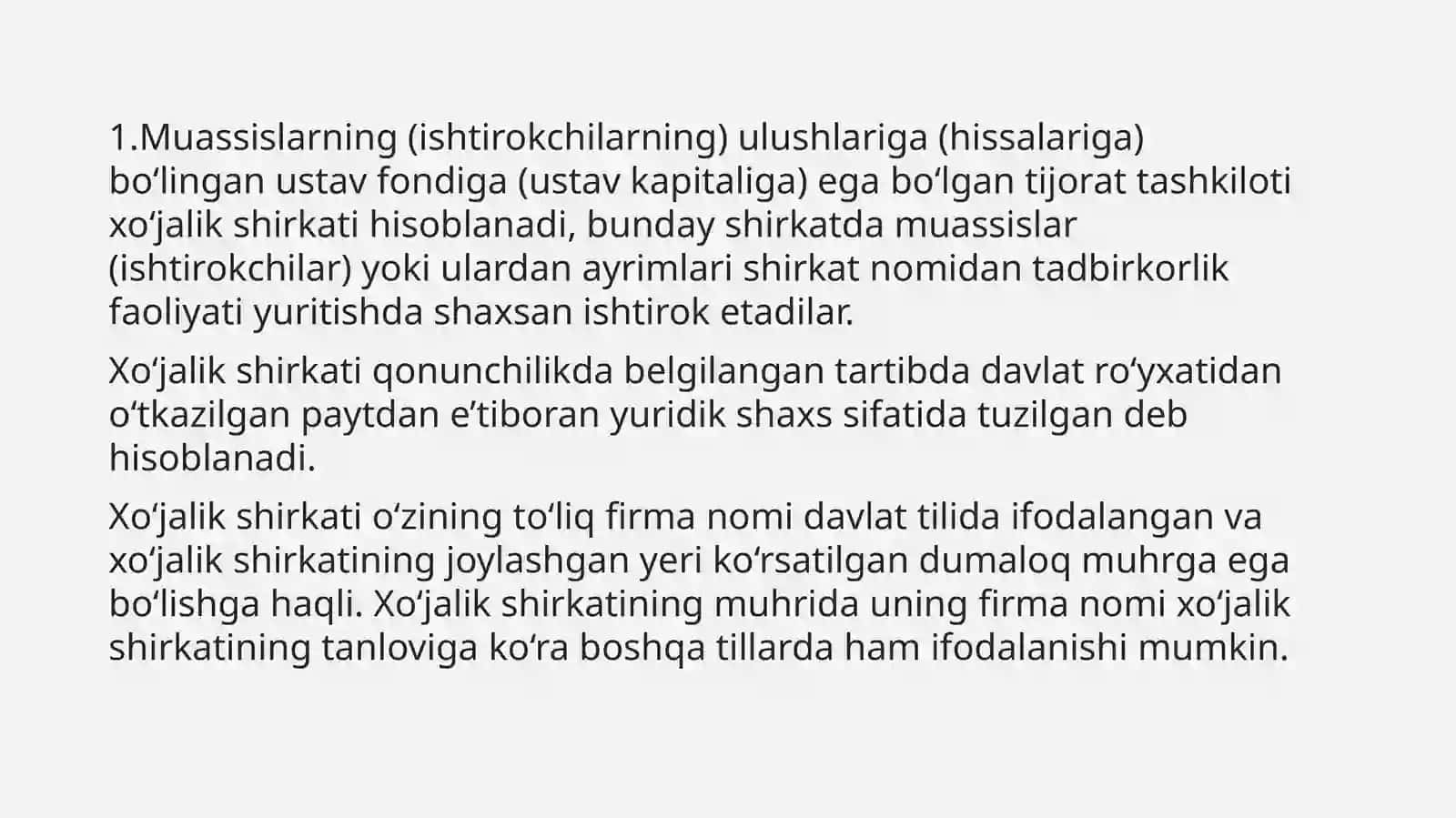 Xo’jalik shirkatlarining o’xshash va farqli jihatlari 3
