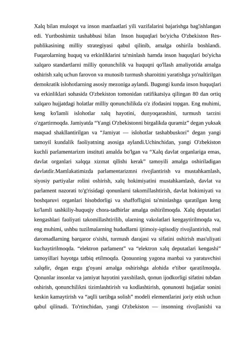 Yangi O‘zbekistonda Prezident SH.M.Mirziyoyev rahbarligi va tashubbusi ostida amalga oshirilyotgan islohotlar 3