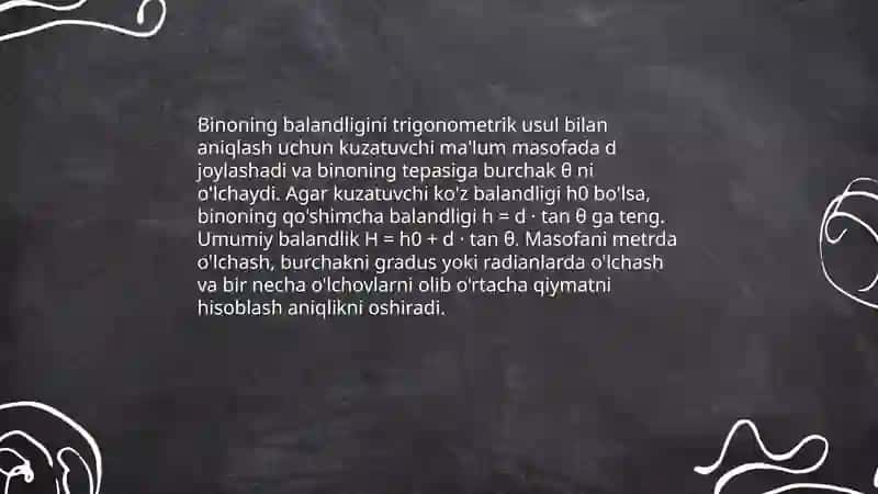 Binolarning balandligini aniqlash 3