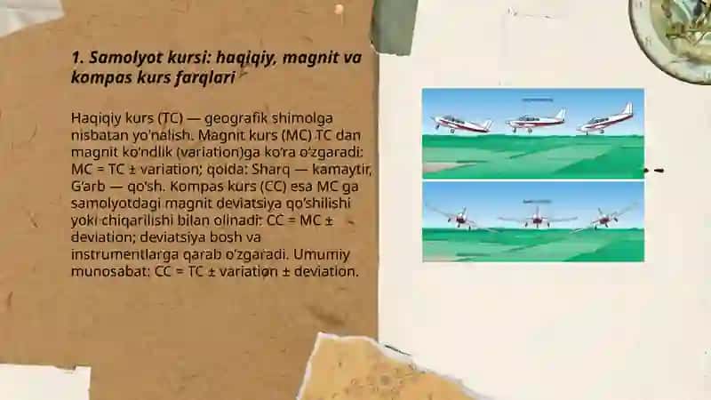 Samolyot kurslari va magnit kompas deviatsiyasi 3