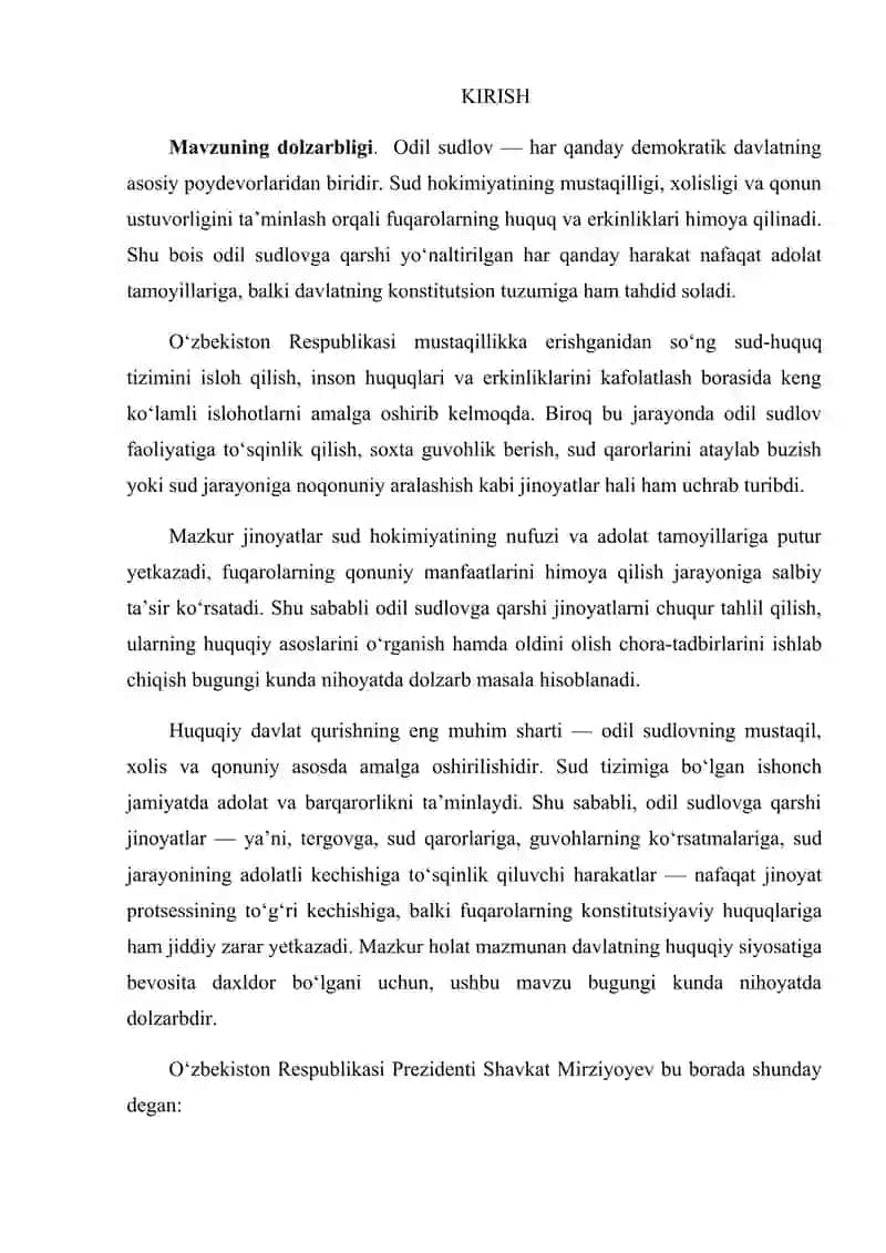 ODIL SUDLOVGA QARSHI JINOYATLAR: JINOIY-HUQUQIY TAHLILI KURS ISHI 3