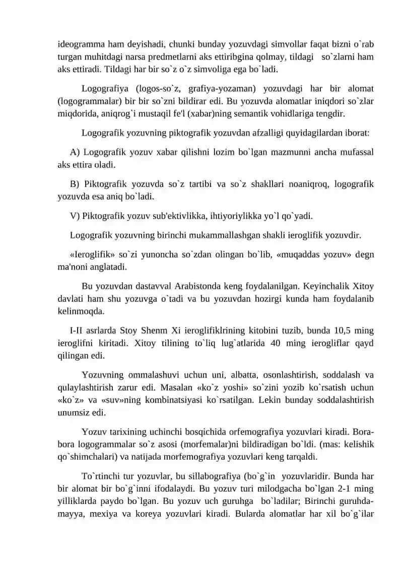 8-Mavzu:Yozuvlar tarixidan ma’lumot.Yozuv turlari. O’zbek yozuvi tarixi. 3
