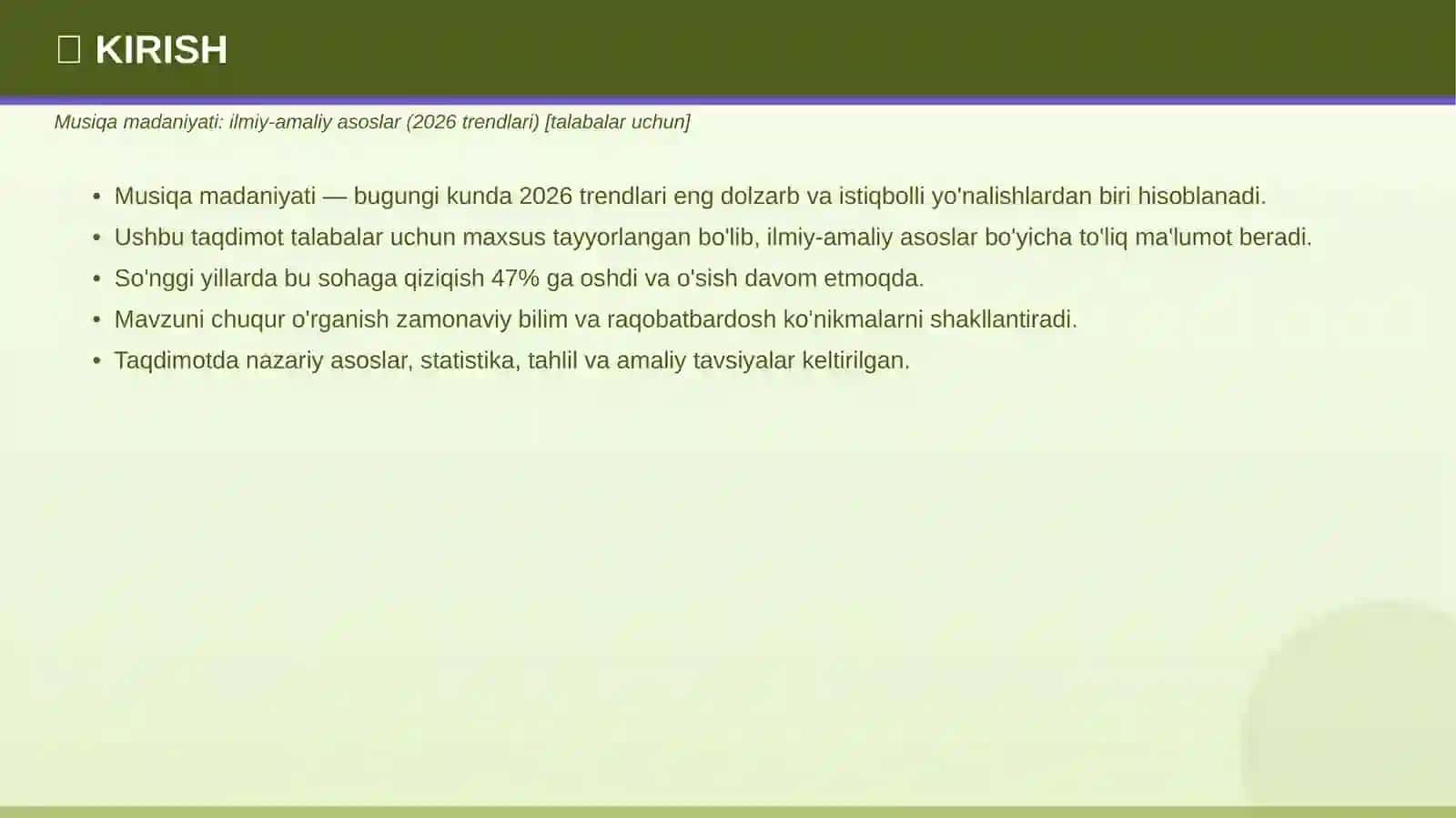 Musiqa madaniyati: ilmiy-amaliy asoslar (2026 trendlari) [talabalar uchun] 3