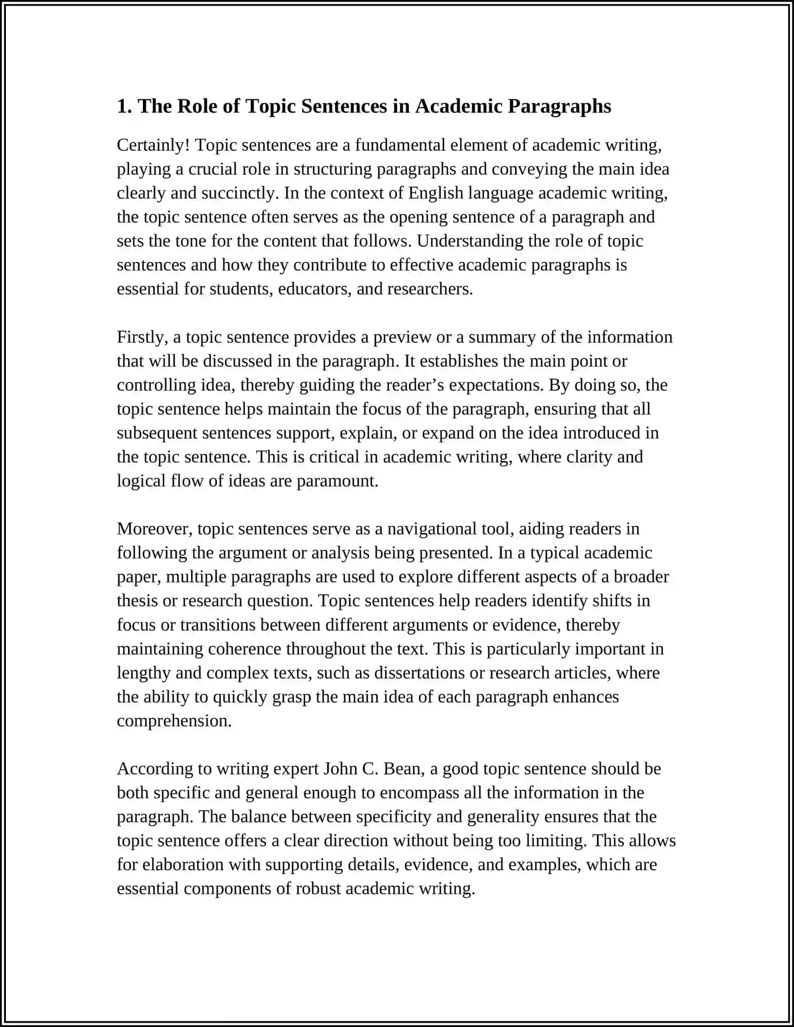 The Role of Topic Sentences in Academic Paragraphs 3