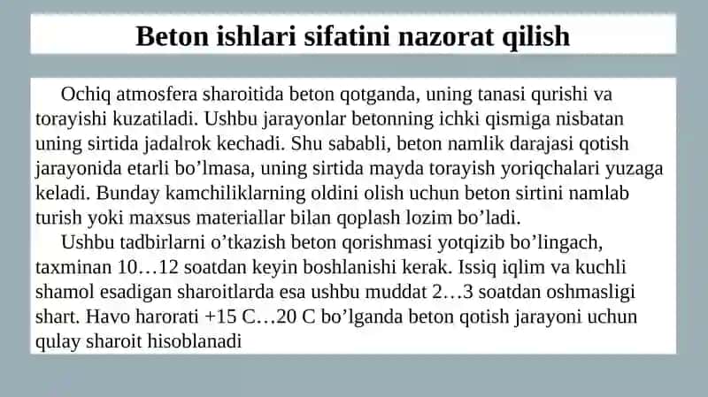 QOPLAMALARNI QURISH ISHLARINI BAJARISHDA SIFAT NAZORATI 3