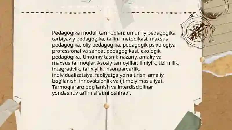 Pedagogika modulining tarmoqlari 3