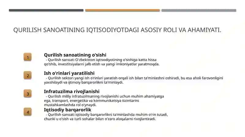 Qurilish milliy iqtisodiyotning muxim tarmog'i 3