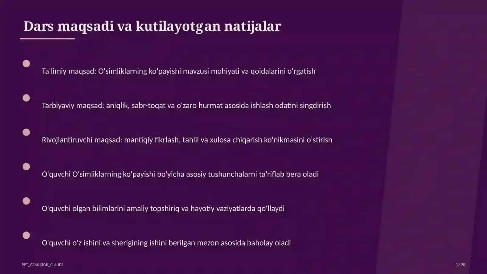 O'simliklarning ko'payishi (3-sinf) 3