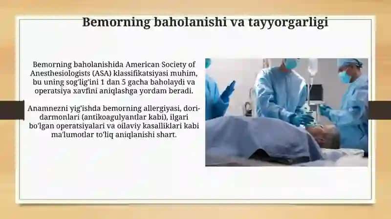 Bemorni xirurgik operatsiyaga tayyorlash 3