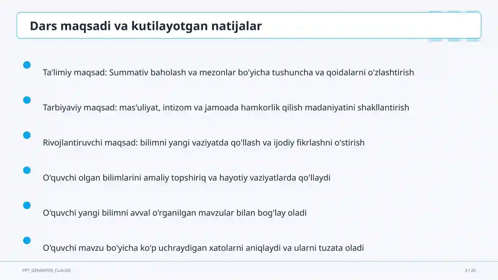 Summativ baholash va mezonlar 3