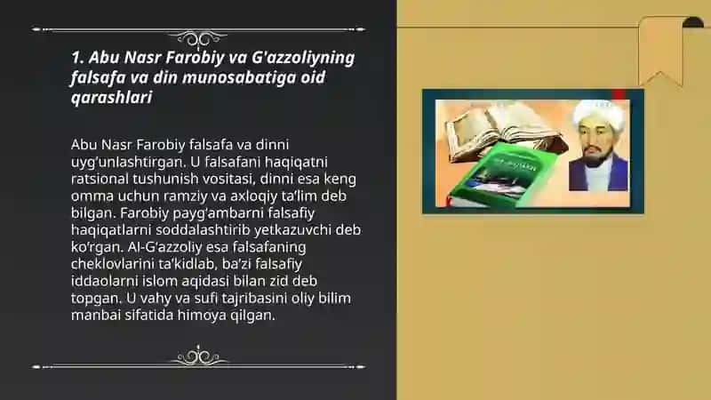 Abu Nasr Farobiy va G'azzoliyning falsafa ilmiga oid qarashlari 3
