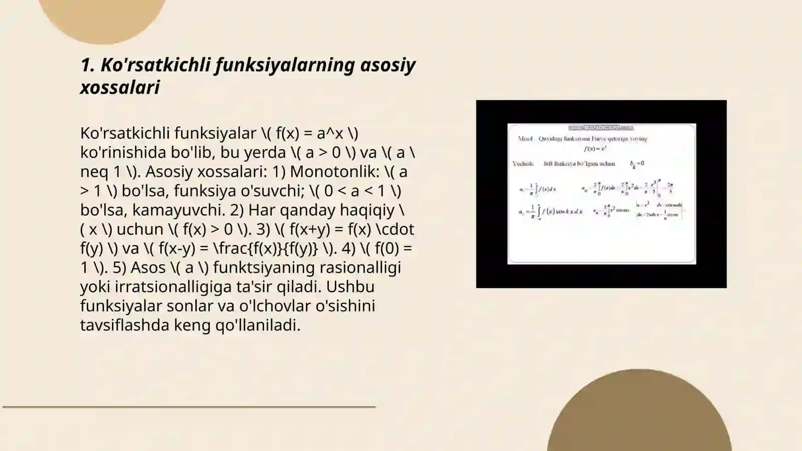 Ko’rsatkichli darajali va gipirbolik funksiyalar xosilalarini xisoblash 3