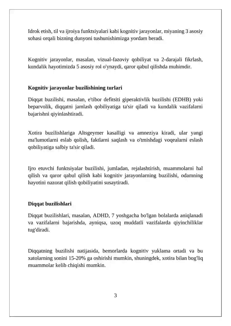 Kognetiv jarayonlar buzlishlari 3