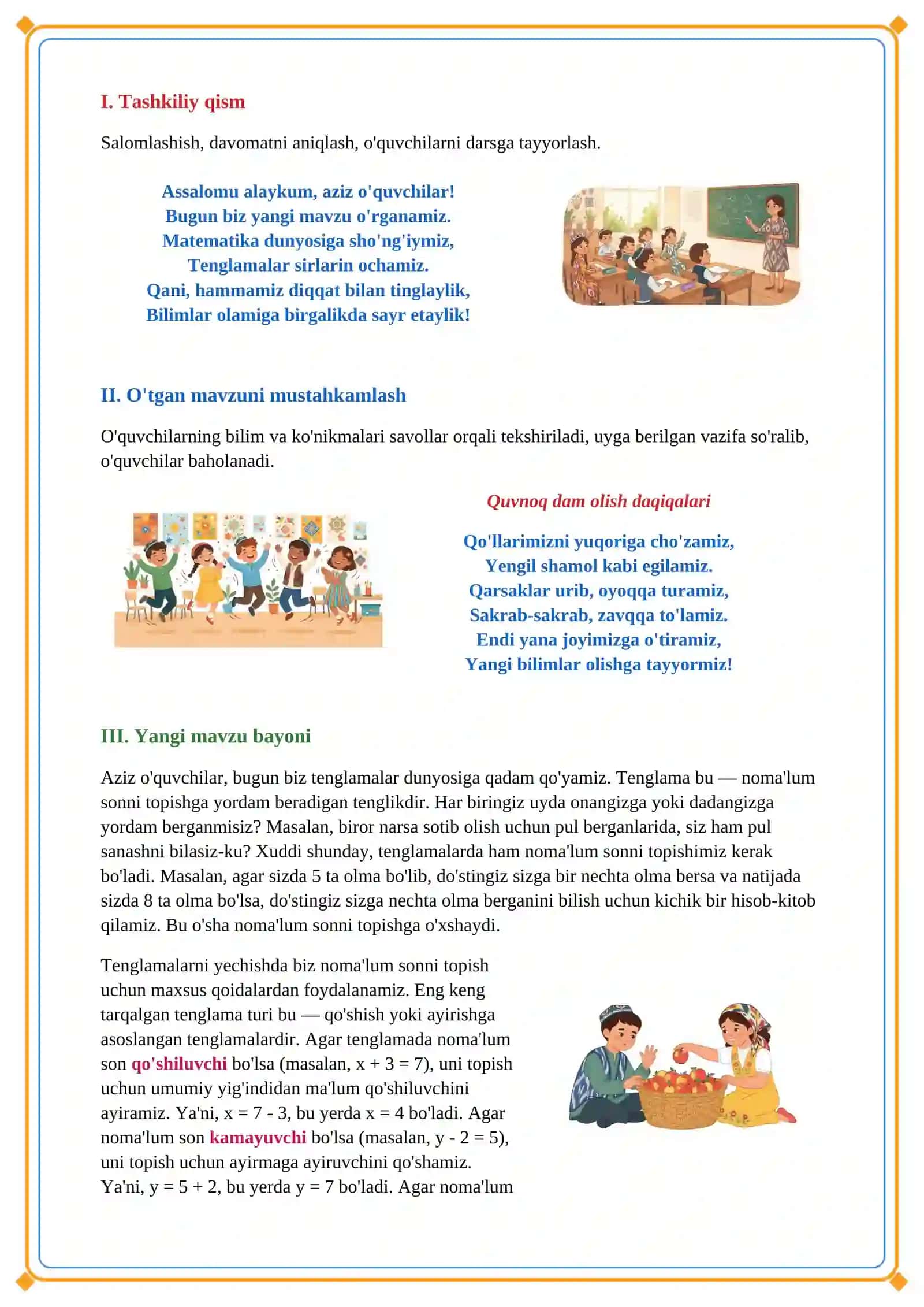 Lesson on Matematika Tenglamalar 3