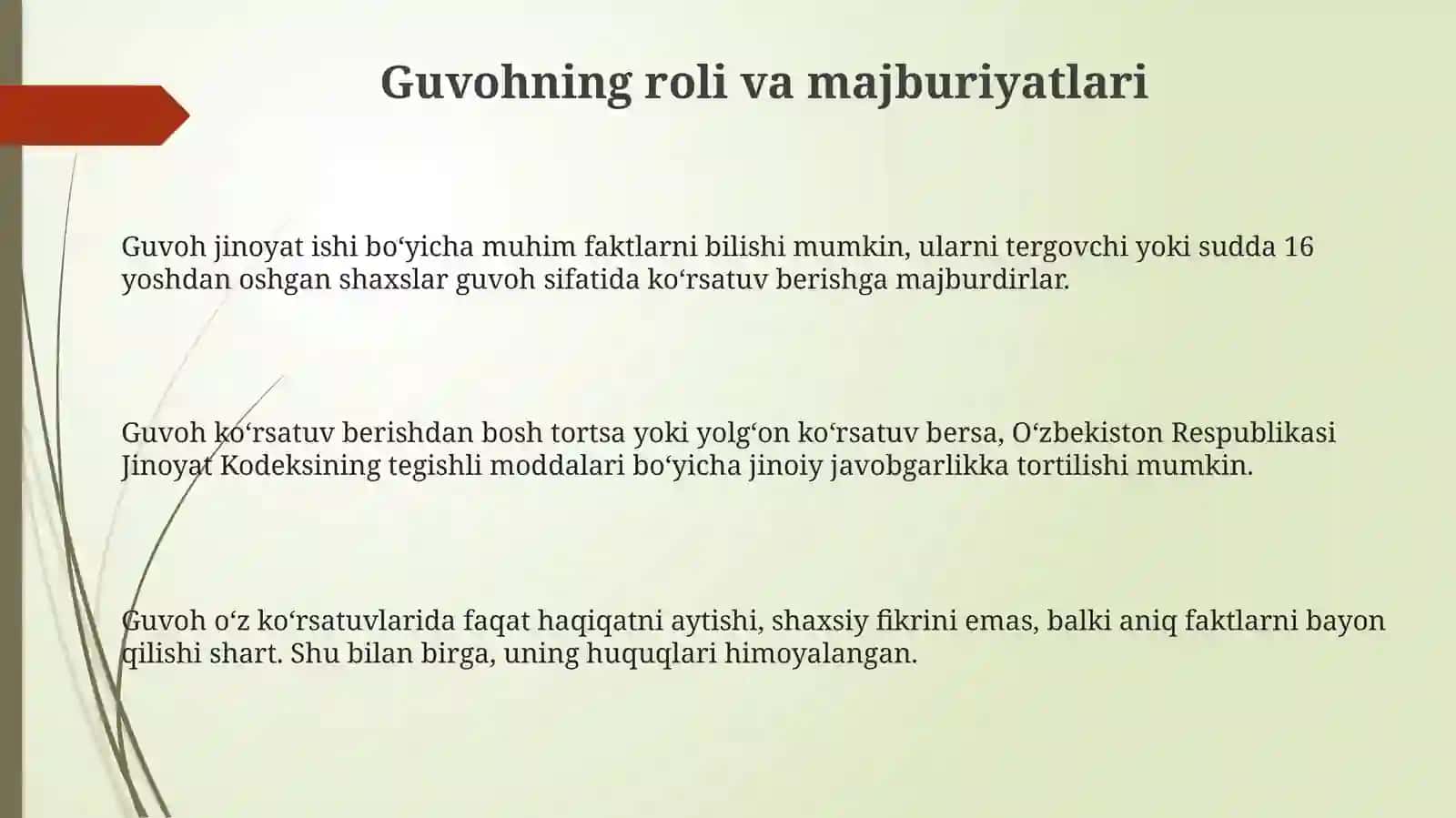 Guvohning roli va majburiyatlari 3