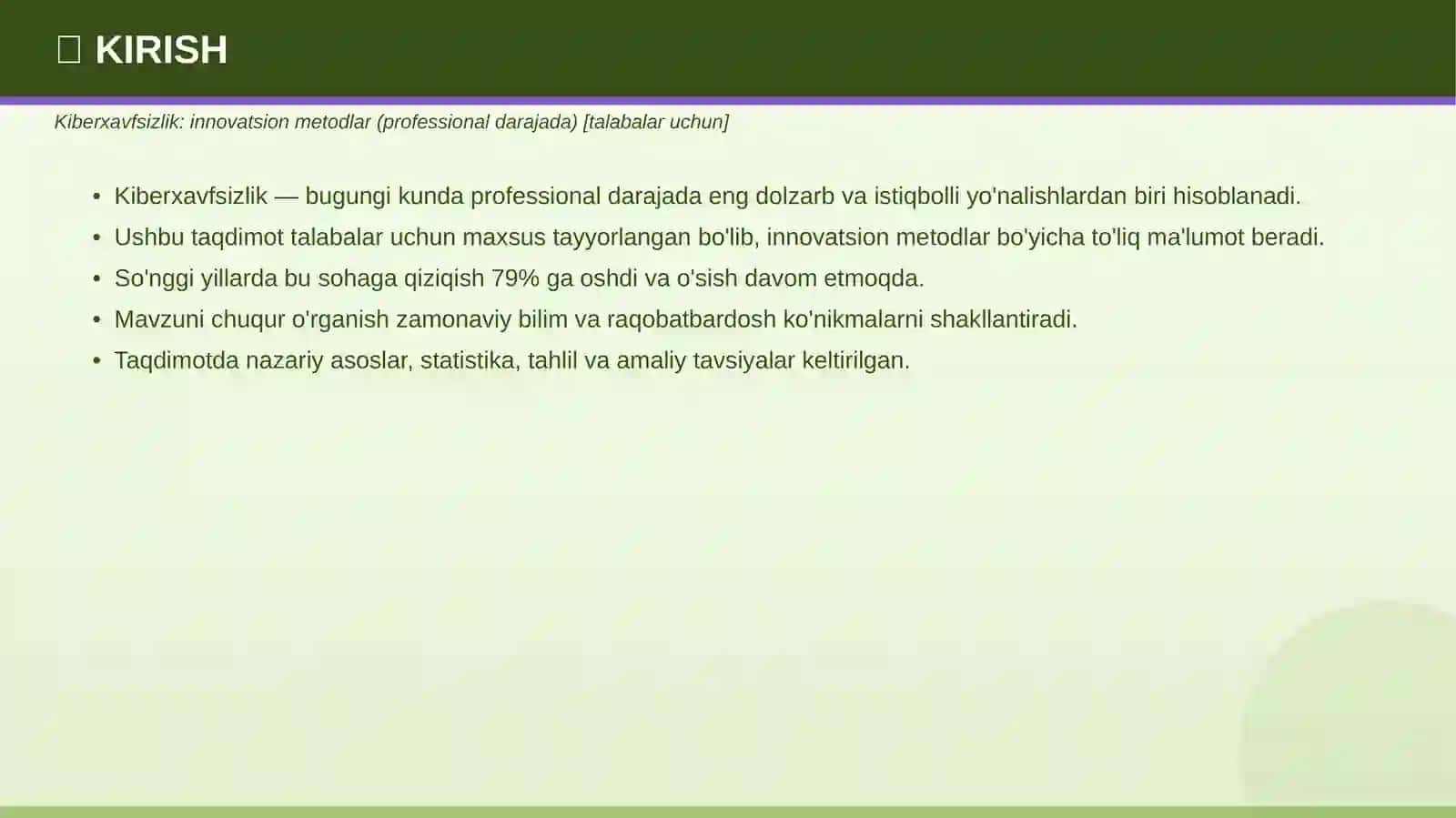 Kiberxavfsizlik: innovatsion metodlar (professional darajada) [talabalar uchun] 3