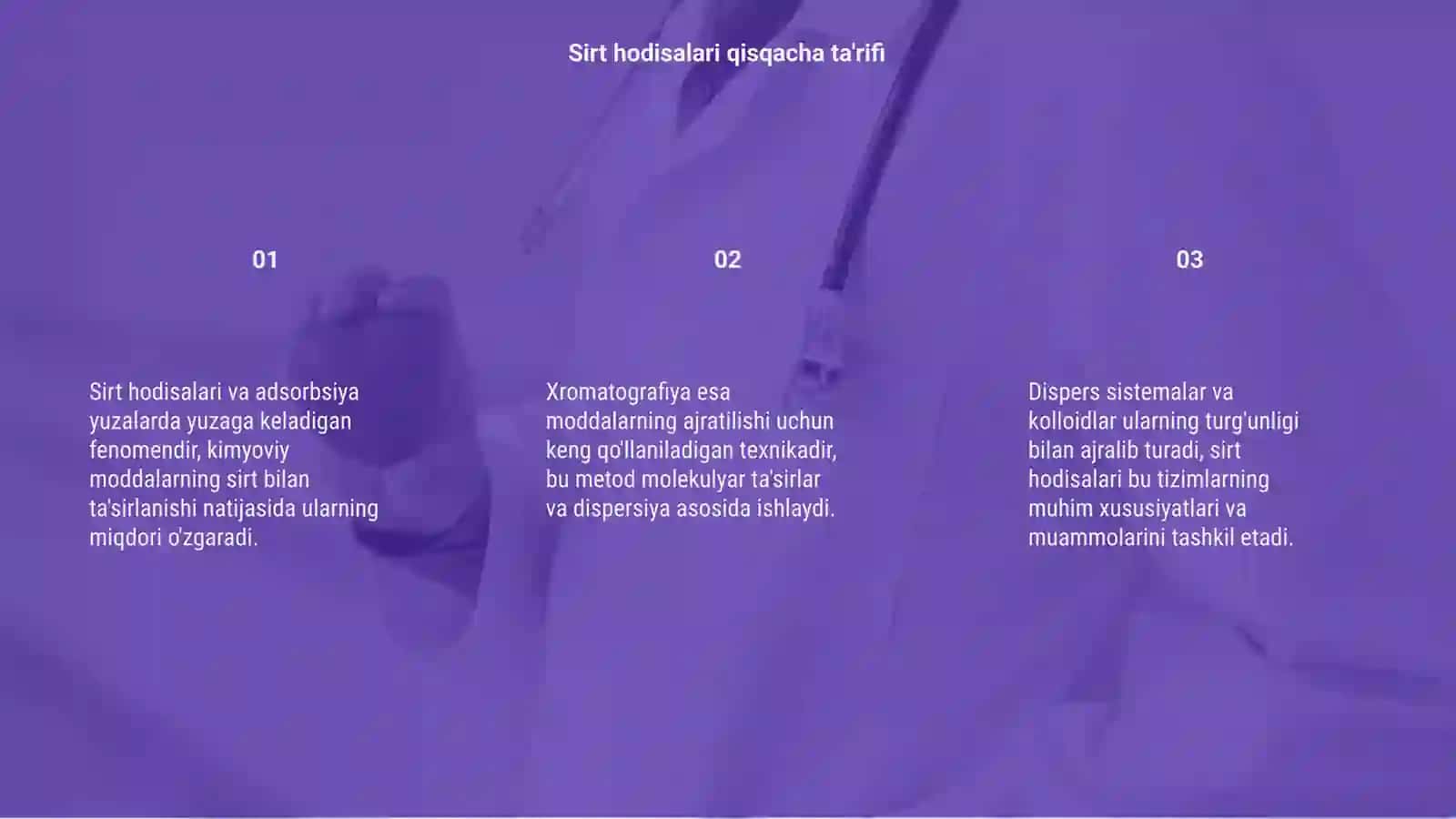 Sirt hodisalari va adsorbsiya 3