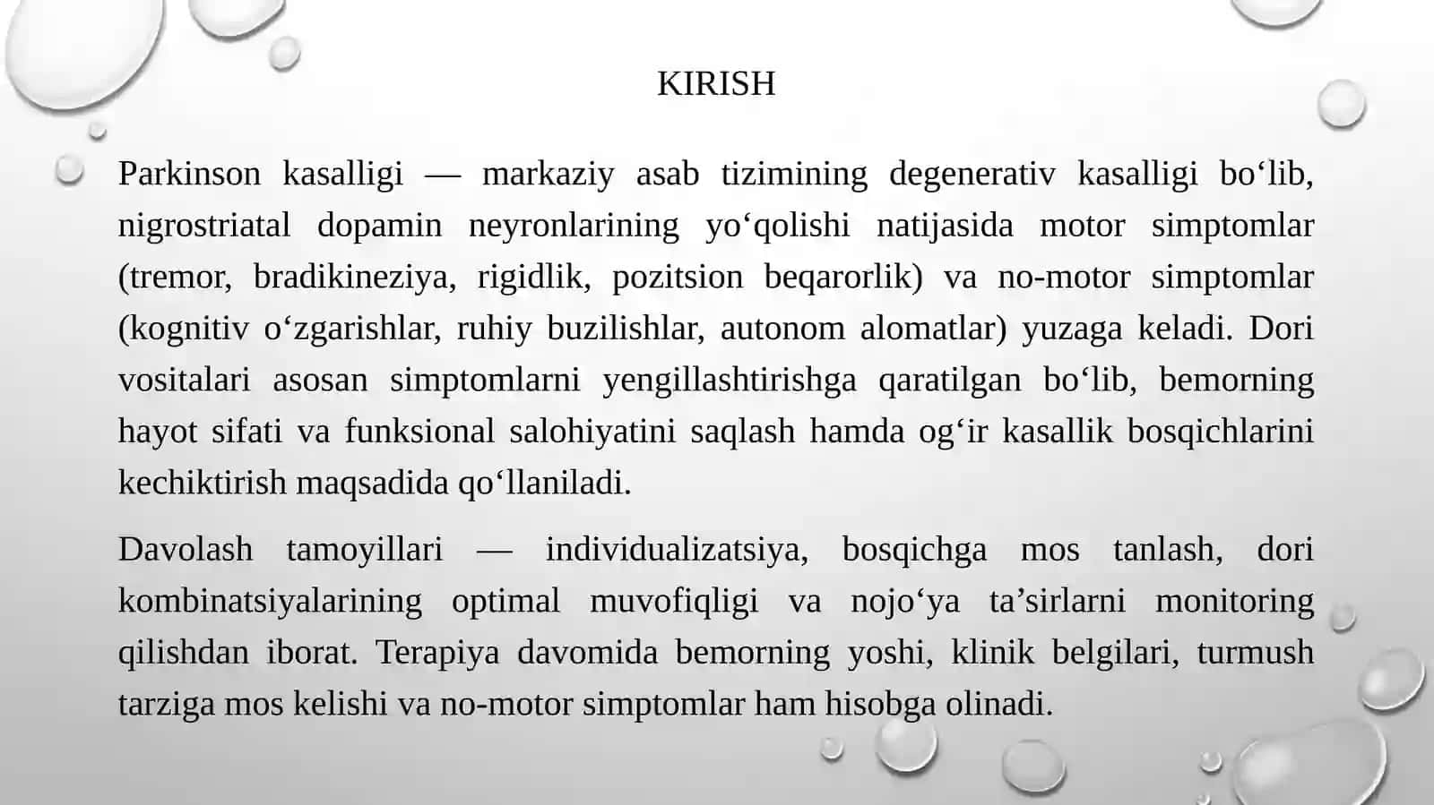 Parkinson kasalligini davolashda ishlatiladigan dori vositalari 3