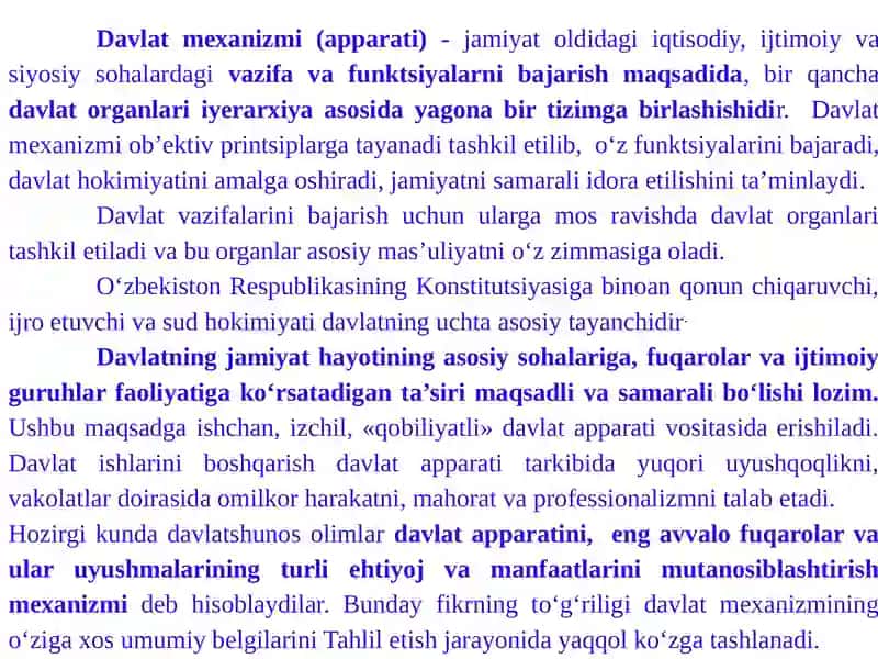 Davlat Mexanizmi (Apparati) 3