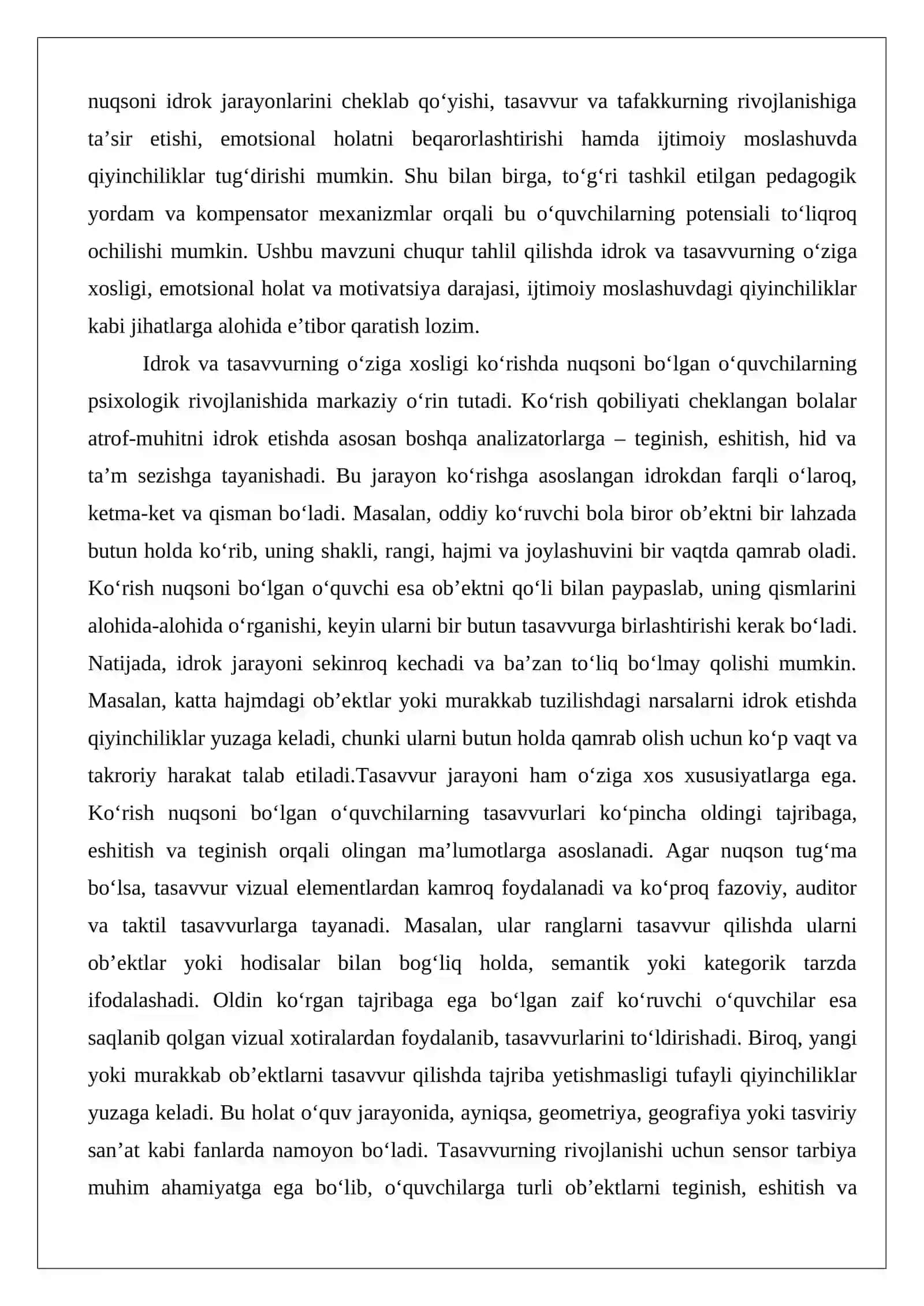 Ko‘rishda nuqsoni bo‘lgan o‘quvchilarni tarbiyalashning psixologik va pedagogik talablari 3