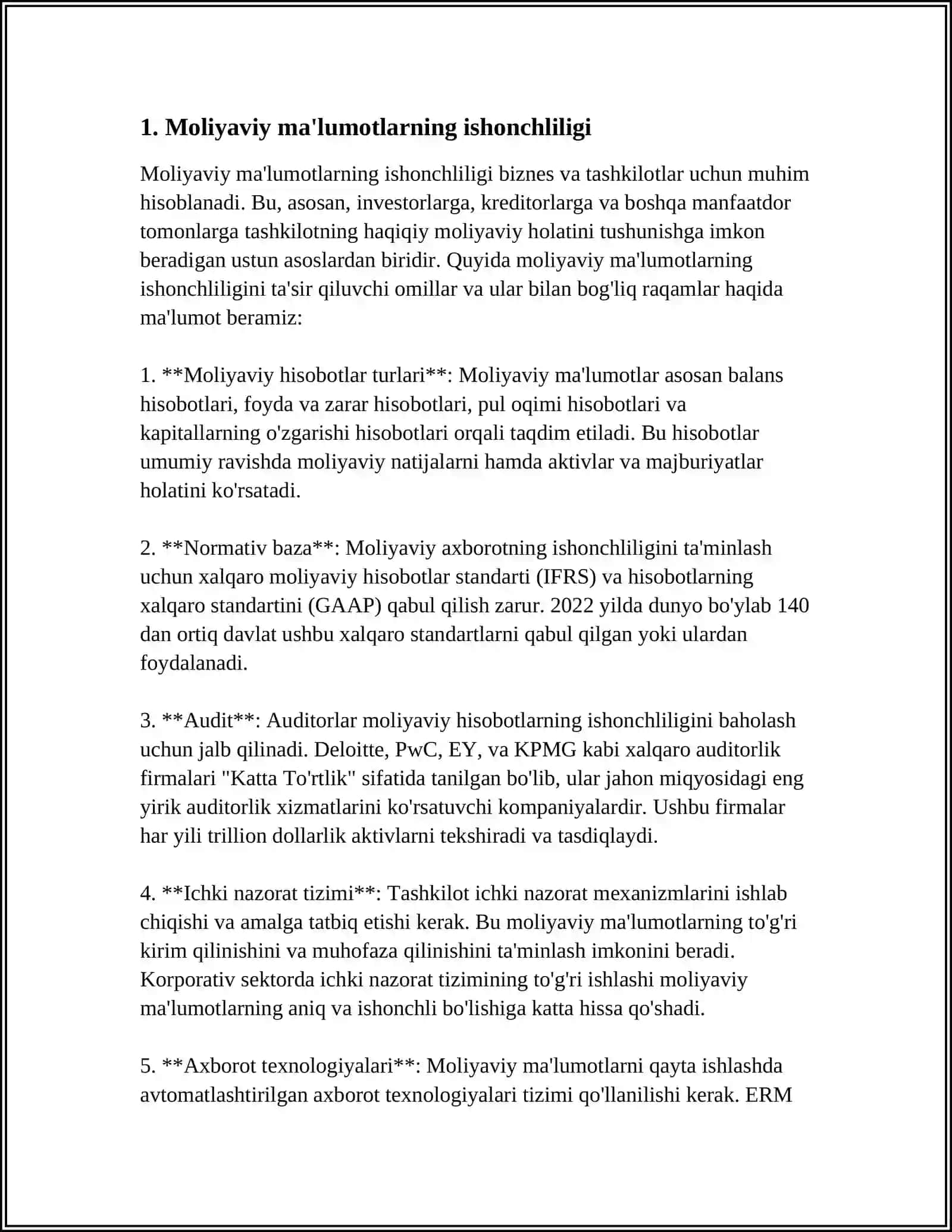 Moliyaviy ma'lumotlarning sifat xususiyatlari 3