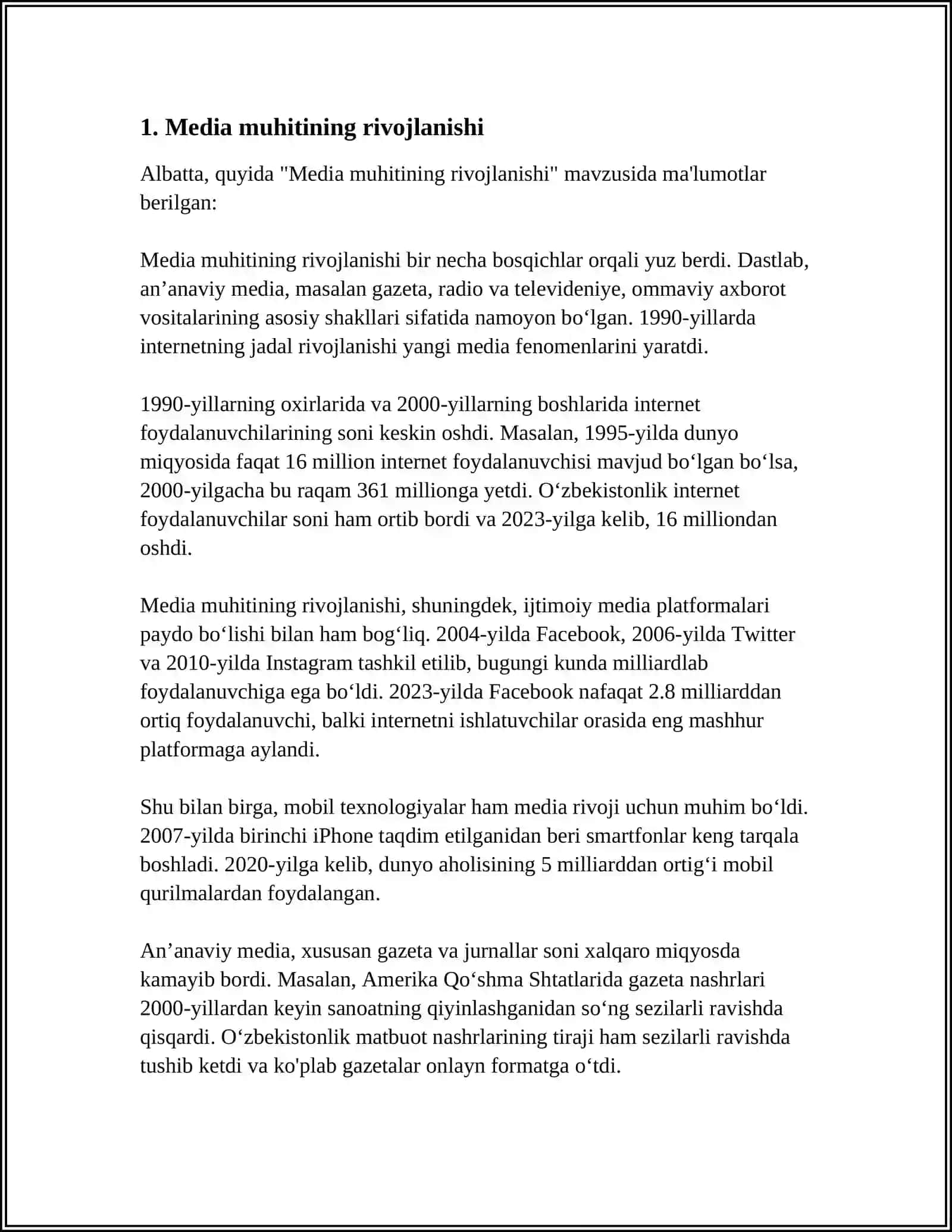 MEDIA MUHITI VA MEDIASAVODXONLIGI 3