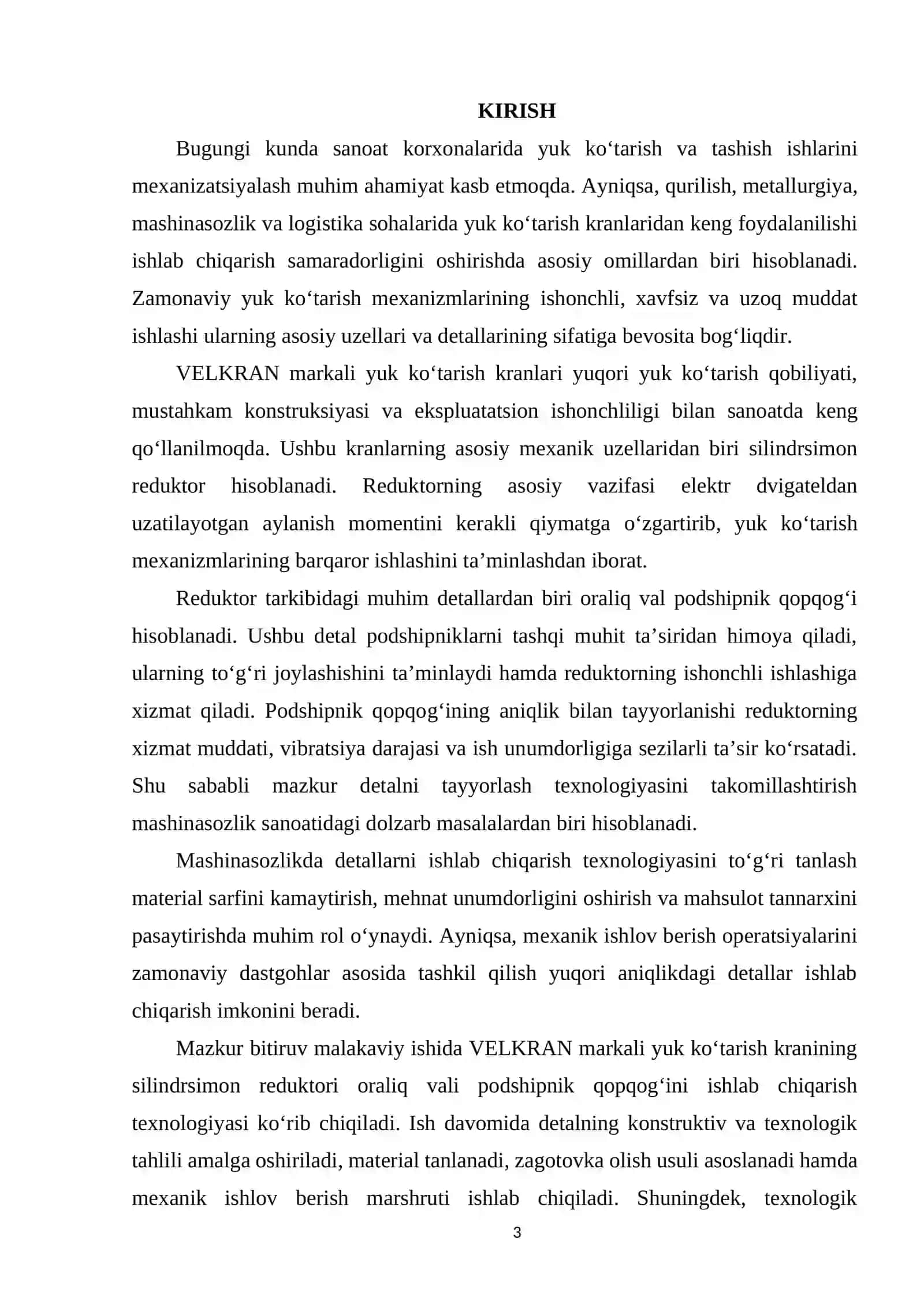 VELKRAN markali yuk ko‘tarish kranining silindrsimon reduktori oraliq vali podshipnik qopqog‘ini ishlab chiqish texnologiyasi 3