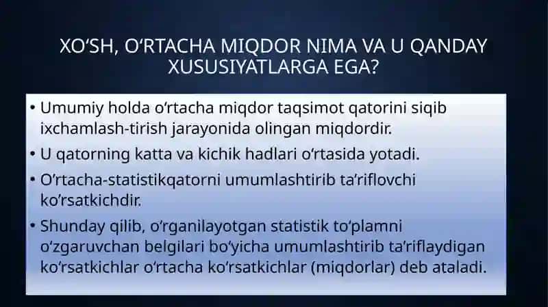 O‘rtachamiqdorlarning mohiyati va ahamiyati 3