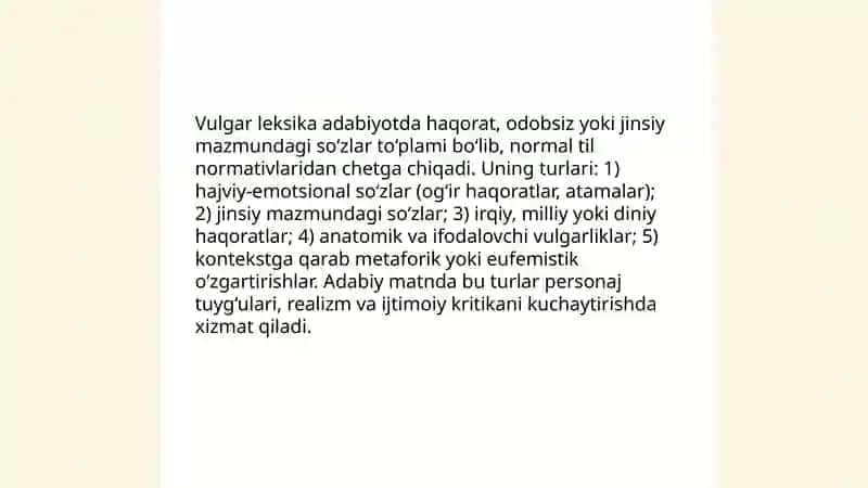 Vulgar leksika va uning badiiy tasvirda tutgan o'rni 3