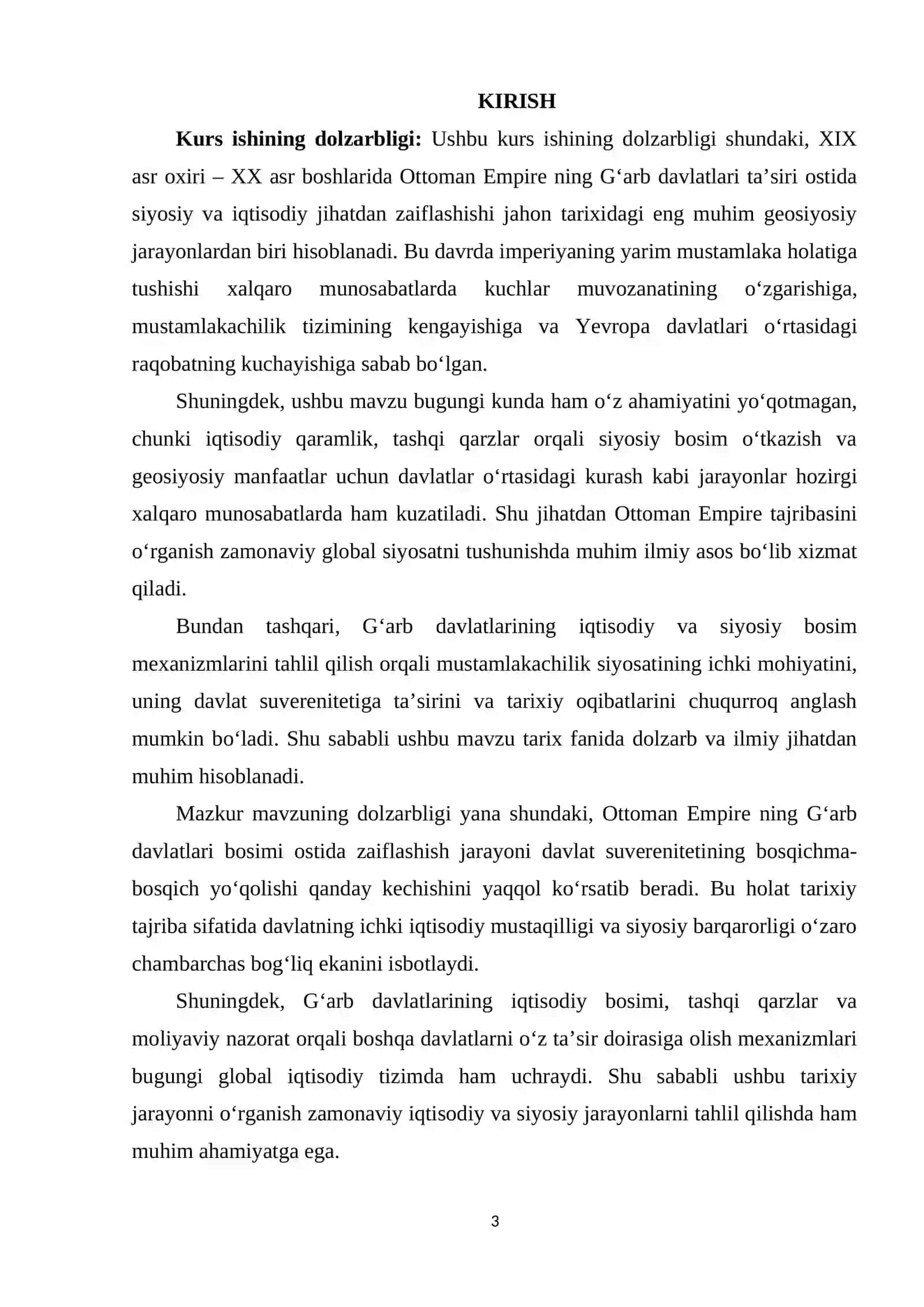 TURKIYA VA G‘ARB MAMLAKATLARI. TURKIYANING YARIM MUSTAMLAKAGA AYLANA BOSHLASHI 3