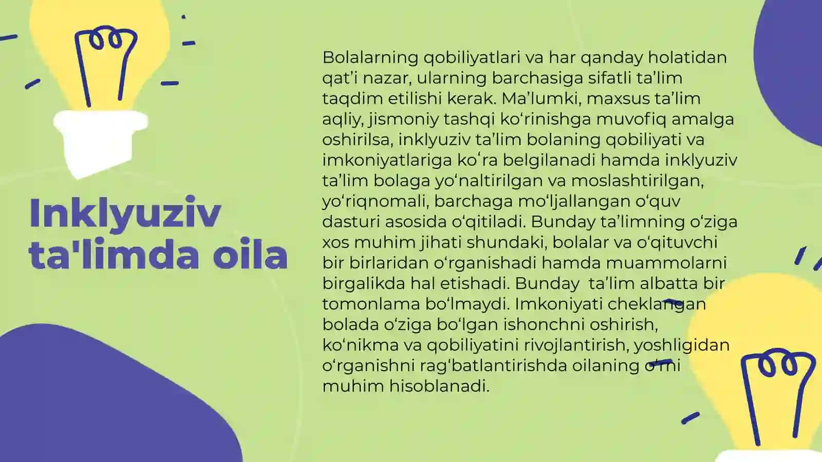 Alohida ta'lim ehtiyoji bor bolani umumta’lim maktabi yoki maktabgacha tashkilotda inklyuziv ta'lim 3