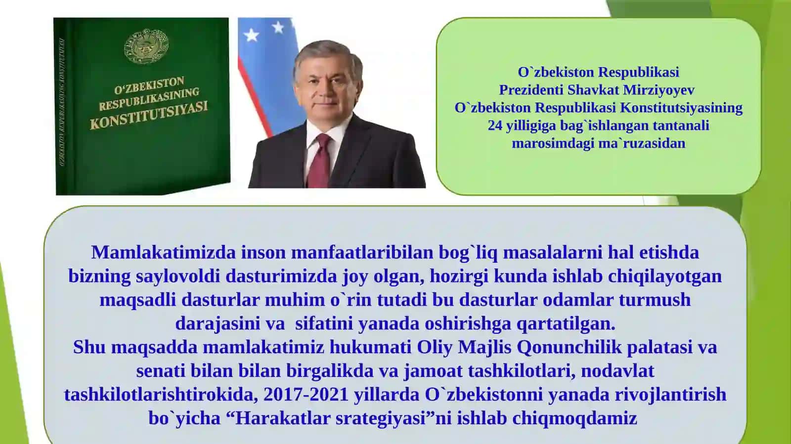 Yangi Oʻzbekiston taraqqiyot strategiyasi (Sh.Mirziyoyev) kitobidagi ijtimoiy faoliyat strategiyasi haqida 3