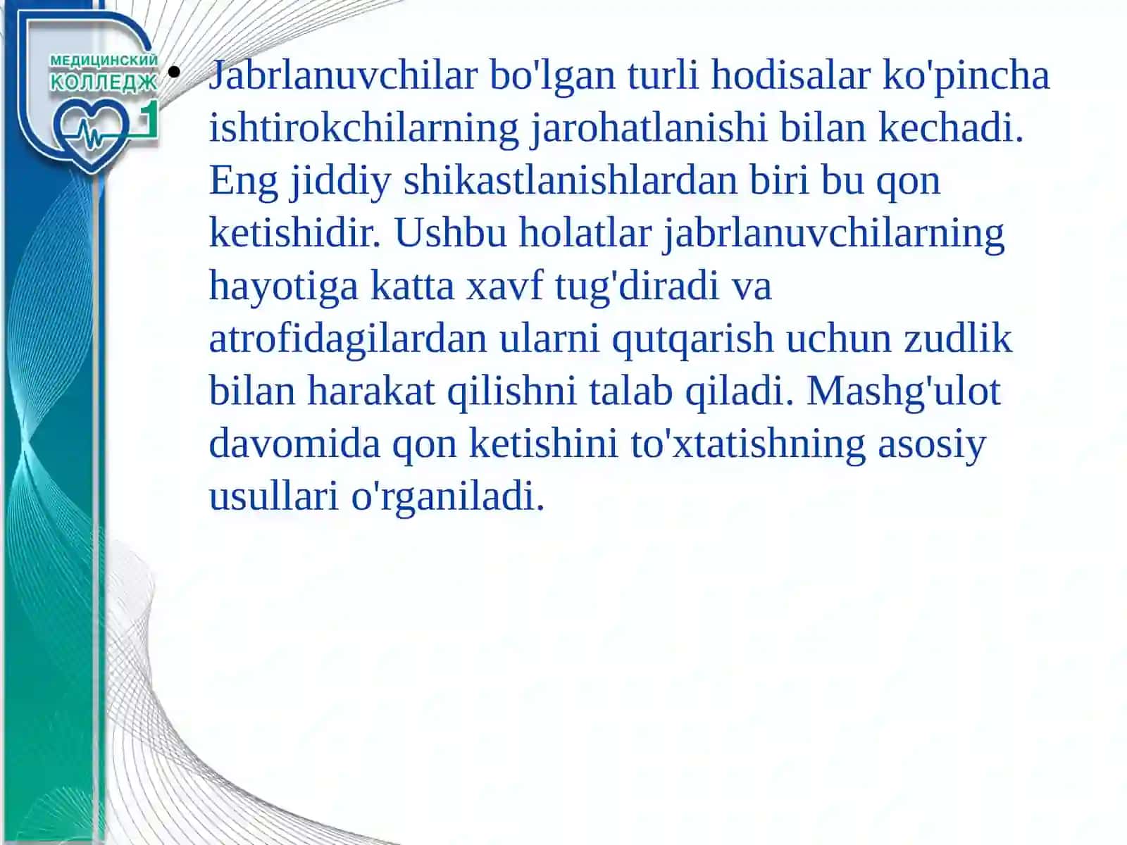 Jarohatlar va qon ketishida birinchi yordam 3