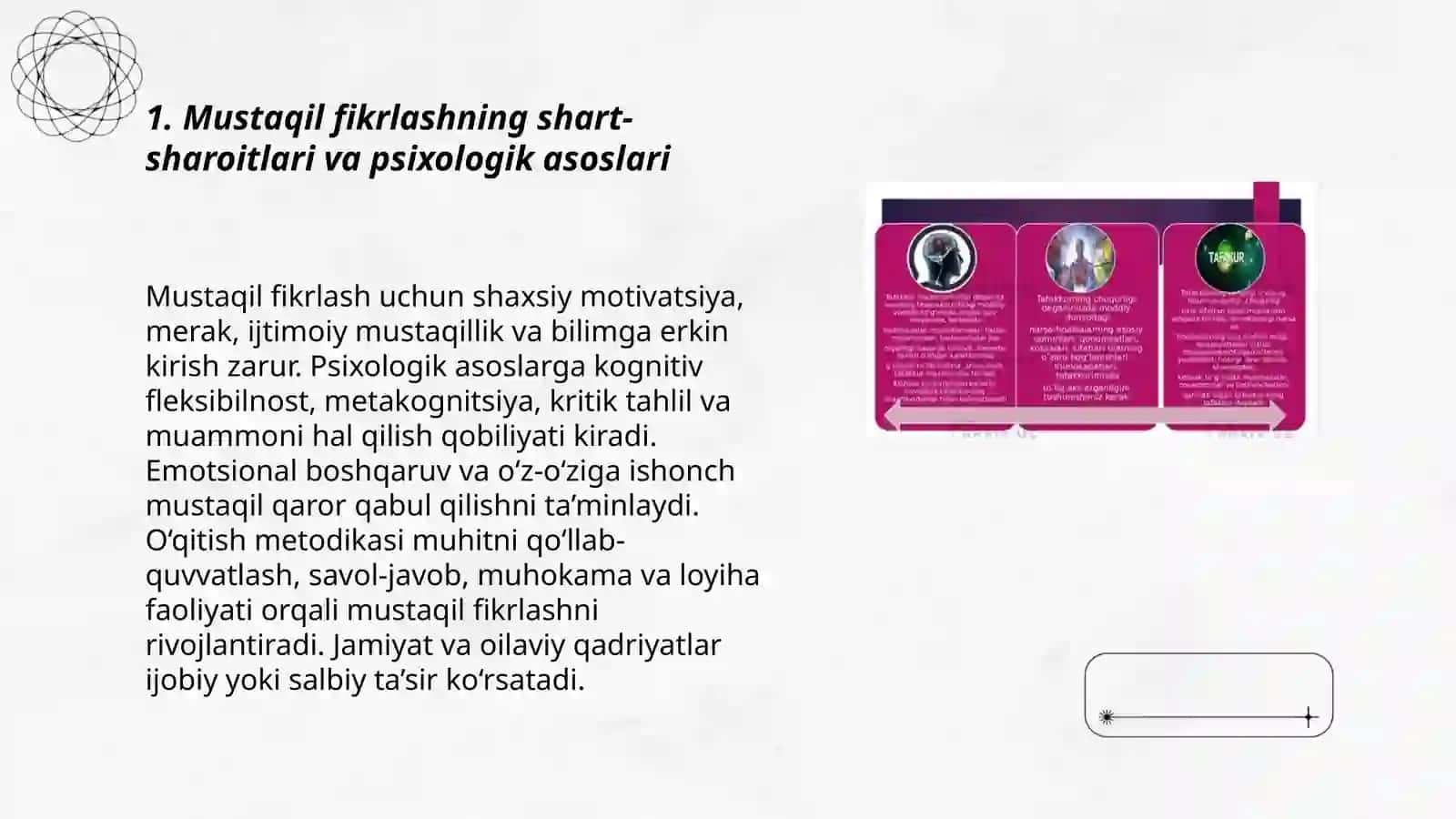 Tafakkur va mustaqil fikrlash shart sharoitlari. Tafakkur operatsiyalari va mantiqiy shakllari 3