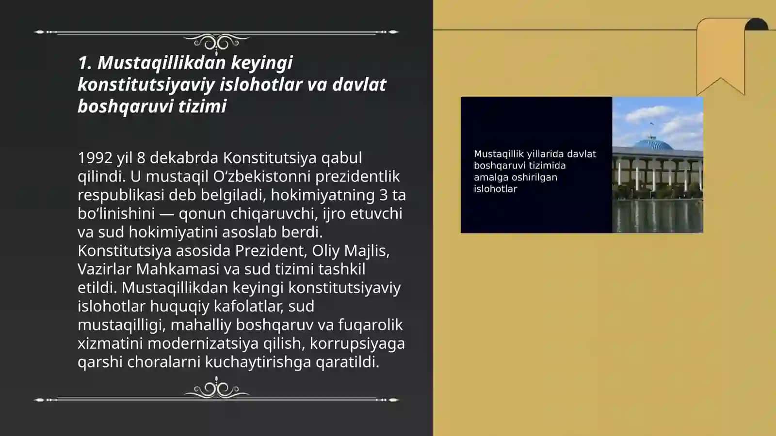 Ozbekistonda mustaqillik yillarida davlat boshqaruvi va ijtimoiy sohada amalga oshrilayotgan o‘zgarishlar mazmun va mohiyati 3