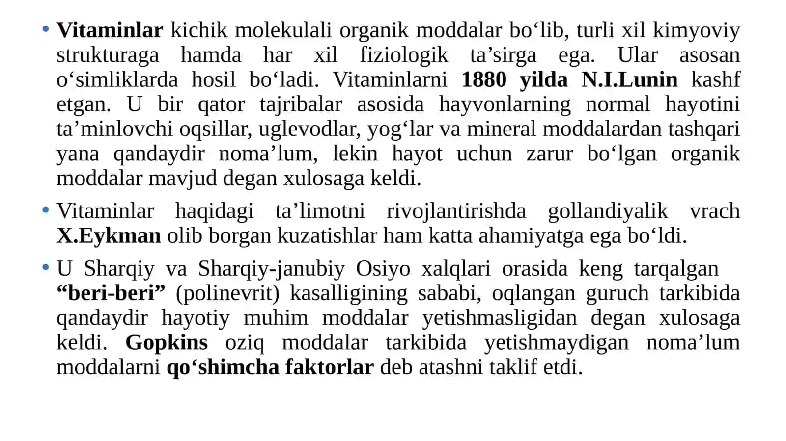 VITAMINLARNING SINFLANISHI. YOG‘DA VA SUVDA ERUVCHAN VITAMINLAR 3