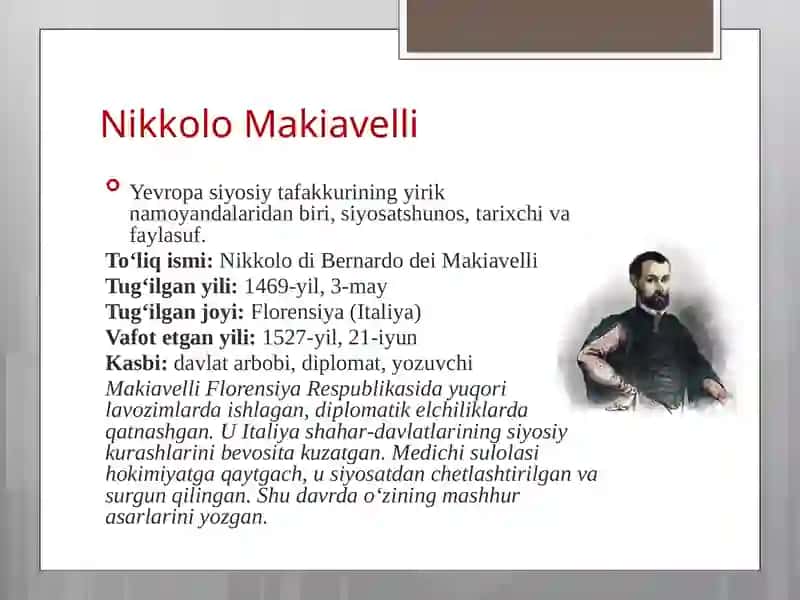 Makiavellining “Xukmdor” asari 3