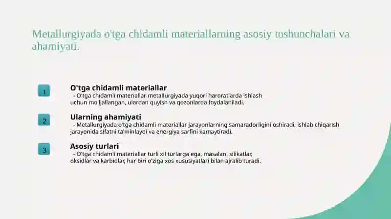 O‘tga chidamli materiallar turlari va ularningafzalliklari 3