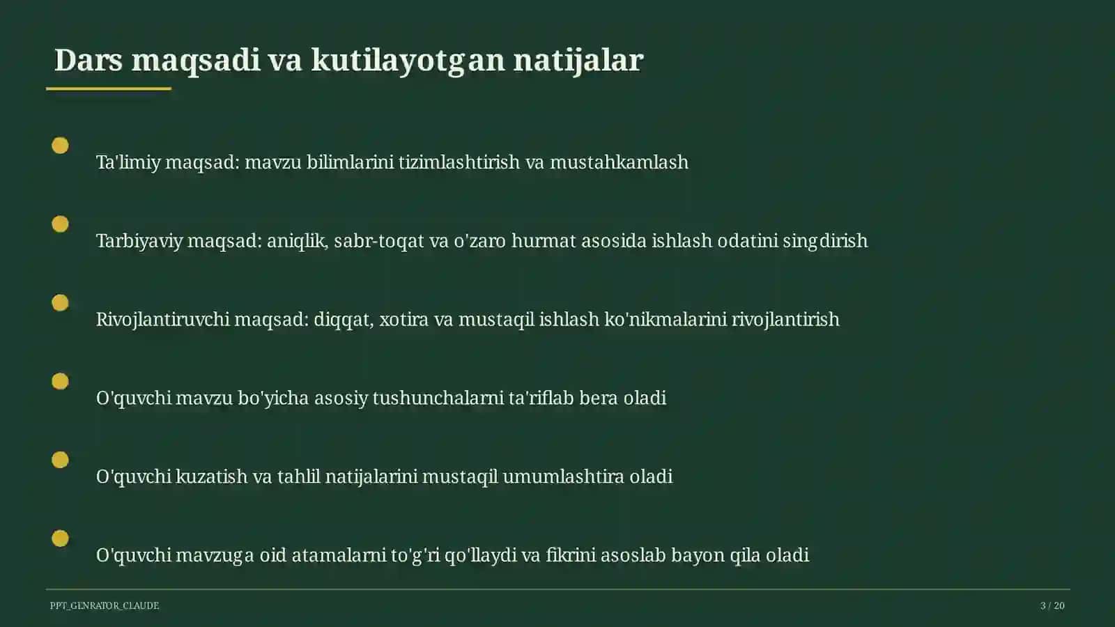 Sinf soati va tarbiyaviy tadbirlar (1–11) 3