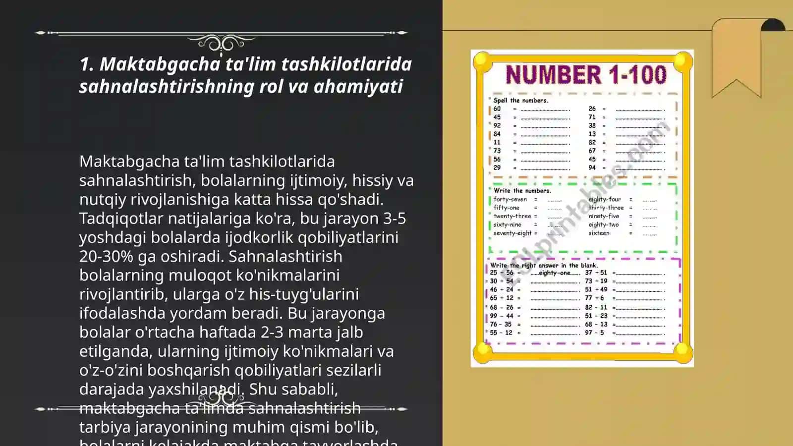 Maktabgacha taʼlim tashkilotlarida Sahnalashtirish faoliyati va turlari yosh guruhlarida sahnalashtirish faoliyatining asosiy vazifalari 3