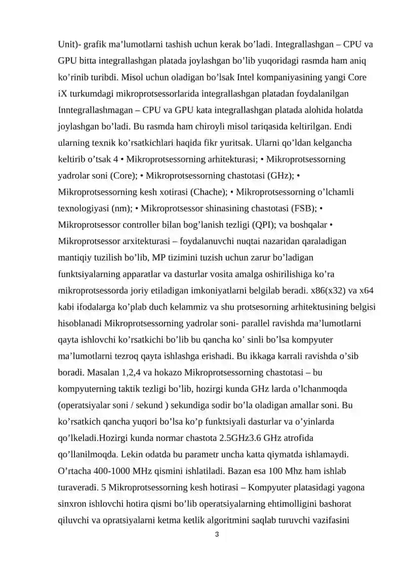 Zamonaviy mikroprotsessorlarning asosiy ko’rsatkichlari 3