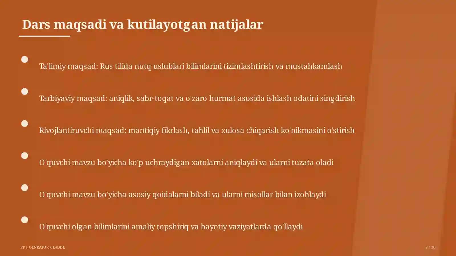 Rus tilida nutq uslublari (10-sinf) 3