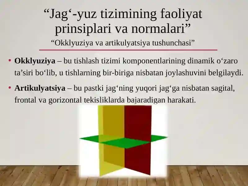 Okklyuziya asoslari. Okklyuziyaaro munosabatni qayd qilish. Chaynov va yutish aktlari. 3