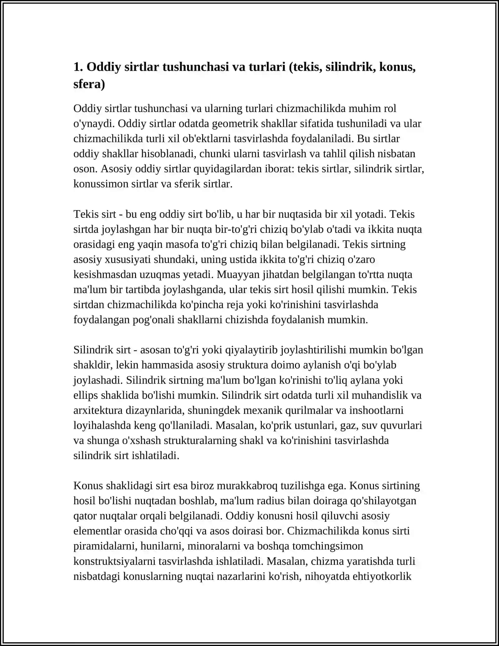 ODDIY SIRTLARNI CHIZMACHILIKDA QOLLANILISHI 3