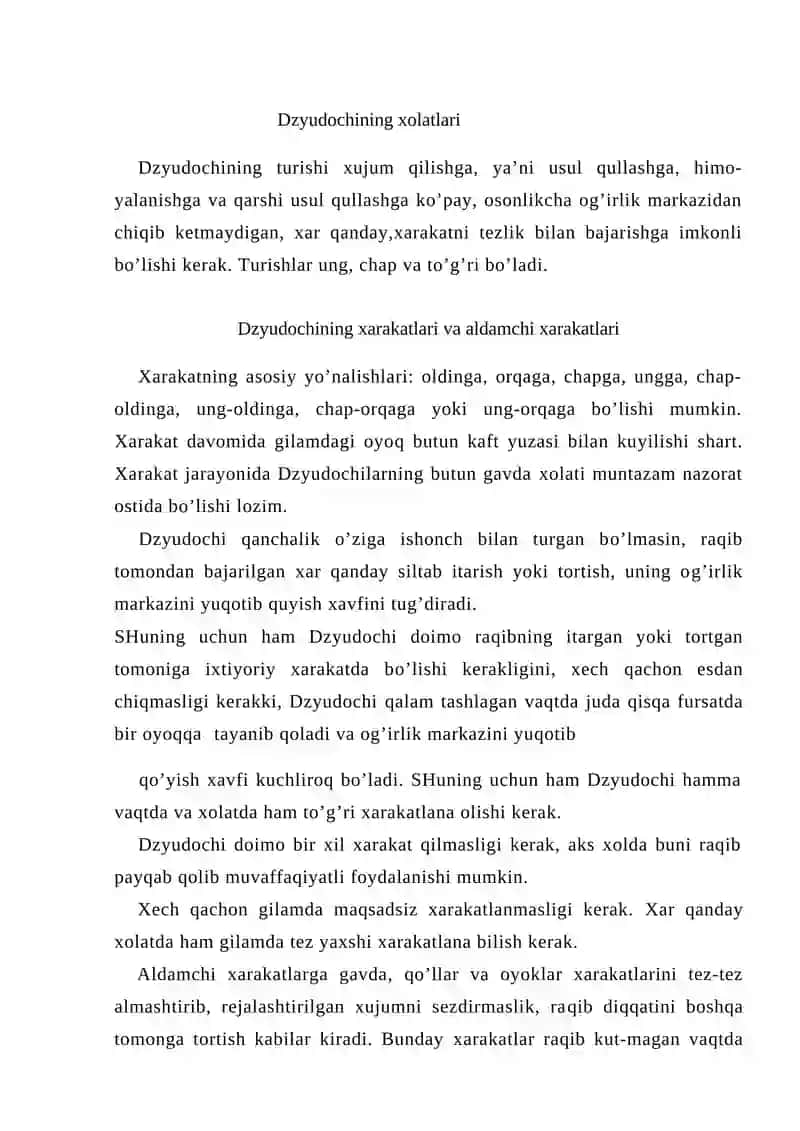 Dzyudoda musobaqaga qatnashish taktikasi 3