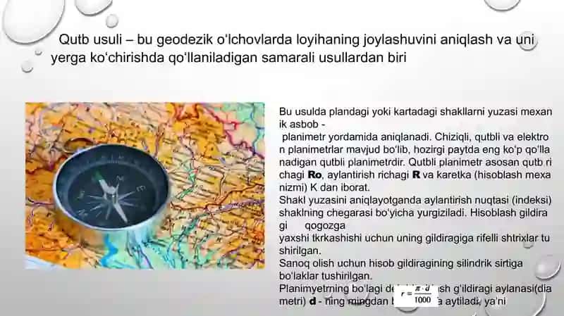Qutb usulida loyihani joyga ko’cherish uchun geodezik qiymatlar 3