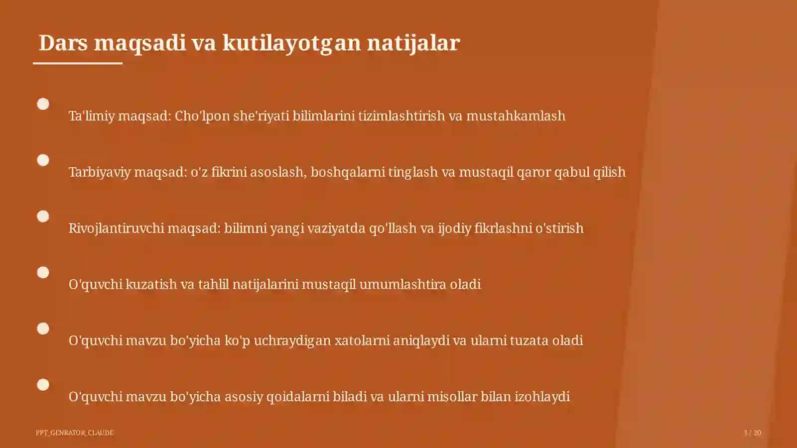 Cho'lpon she'riyati (7-sinf) Adabiyot (5–11) 3