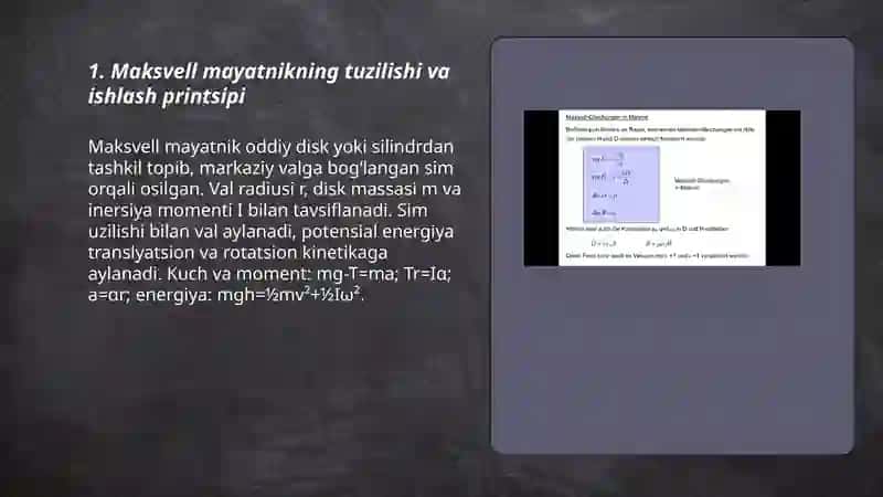 Maksvell mayatnik yordamida qattiq jismning inersiya momentini aniqlash 3